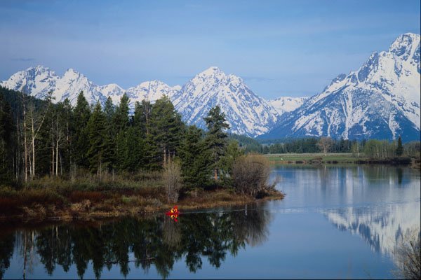 632088 Red Kayak, Grand Teton National Park A4 Photo Print