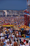 633068 Crowded Weymouth Seafront With Fun Fair Rides, England A4 Photo Print