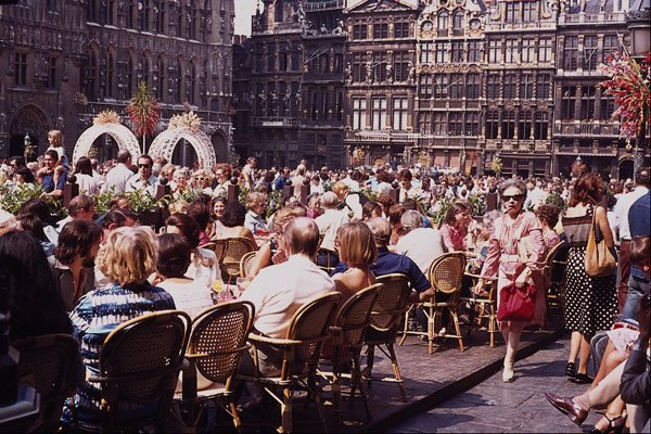 633072 Crowd Scene At Grand Place, Brussels, Belgium A4 Photo Print