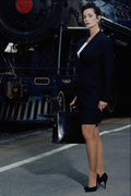 635079 Carolyn And A Steam Locomotive A4 Photo Print