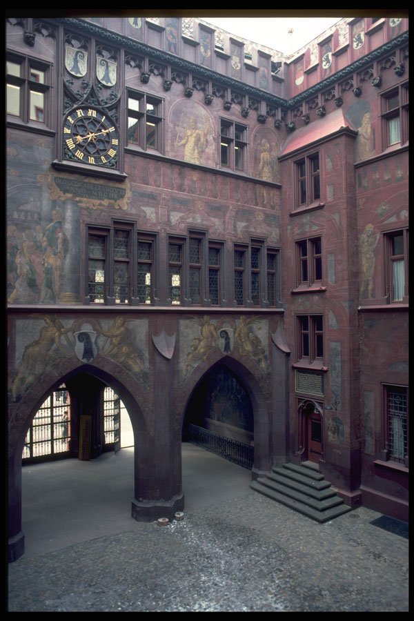636047 Courtyard And Murals, Basel Town Hall A4 Photo Print