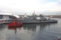 637027 The Viper Battleship Docked In Darling Harbor With Red Tug A4 Photo Print
