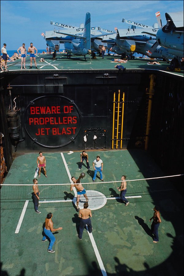 637036 Volleyball On Elevators Of Aircraft Carrier A4 Photo Print