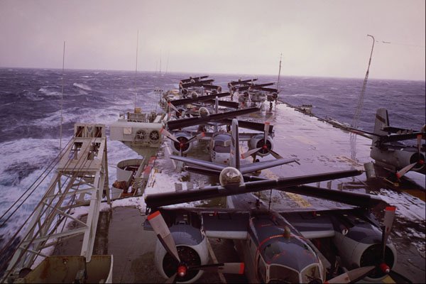 637038 Hurricane Sweeps Aircraft Off Deck A4 Photo Print