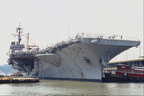 637065 American Aircraft Carrier, New York Harbor A4 Photo Print