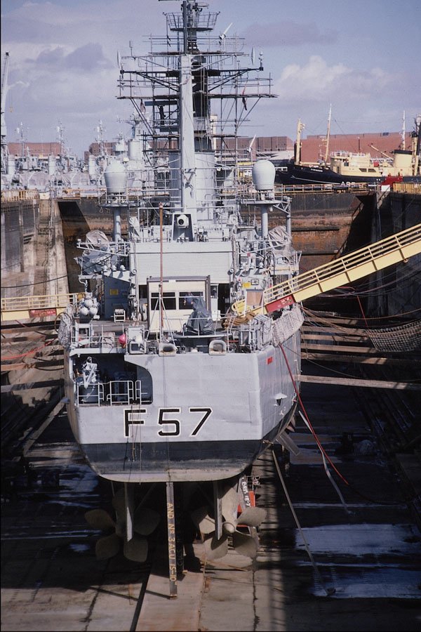 637075 HMS Juno (F57) In Dry Dock At Portsmouth Naval Base A4 Photo Print