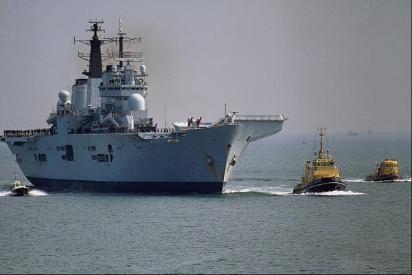 637077 HMS Invincible Approaching Portsmouth Harbor, England A4 Photo Print