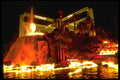 638010 Volcano Mountain On Fire At Night, Mirage Hotel And Casino A4 Photo Print