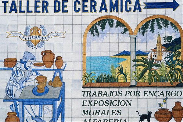 639008 Tile Advertising Ceramic Workshop, Estepona, Malaga, Spain A4 Photo Print
