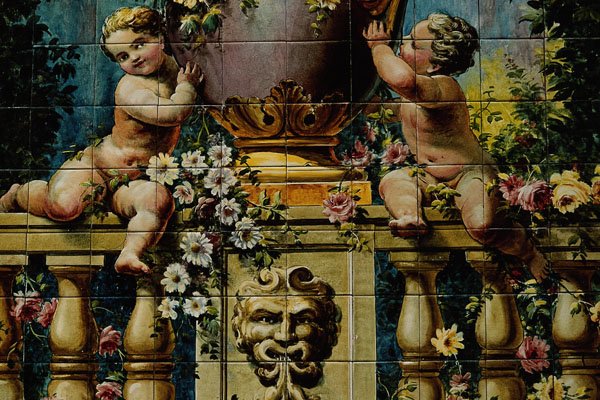 639013 Scene With Cherubs, Santa Ana Square, Madrid, Spain A4 Photo Print