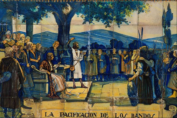 639044 Tile Showing The Pacificacion De Los Bandos Treaty A4 Photo Print