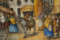 639046 Tile Showing Seville Street Scene (19th Century), Spain A4 Photo Print