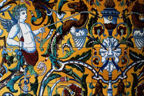 639049 Angel Detail Of Decorative Wall Tile, Granada A4 Photo Print