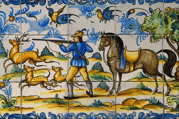 639050 Tile Showing Deer Hunting, Torre Real, Marbella, Spain A4 Photo Print