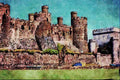640006 North Wales Coast Steam Train, Conwy Castle, Gwynedd A4 Limited Edition Watercolour Print