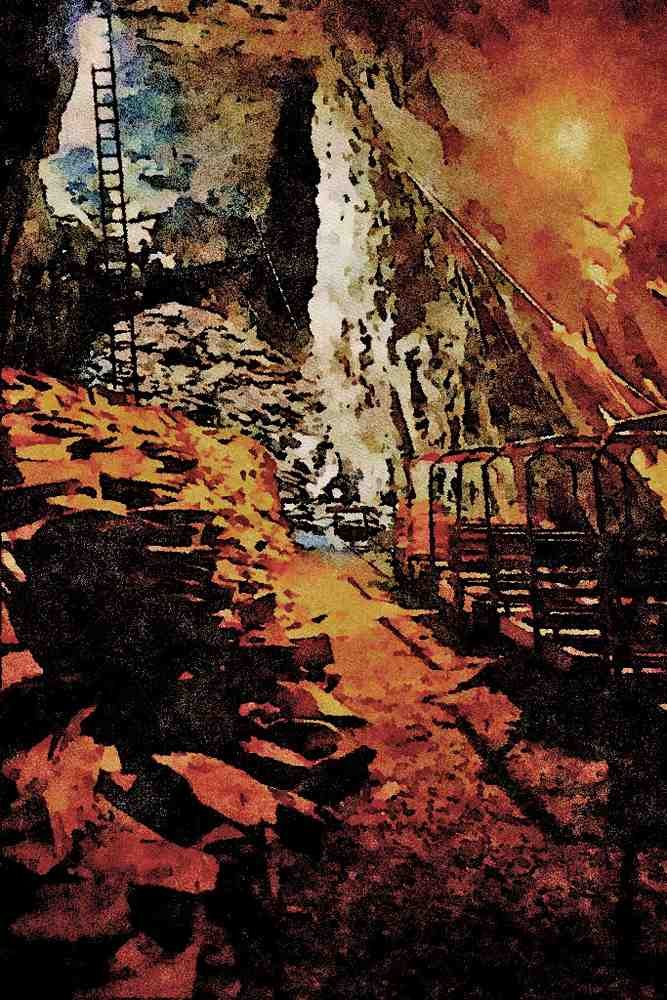 640029 Llechwedd Slate Caverns, Baenau Ffestiniog, Gwynedd A4 Limited Edition Watercolour Print