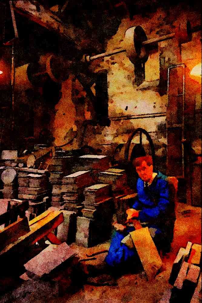 640035 Slate Museum, Llanberis, Gwynedd A4 Limited Edition Watercolour Print