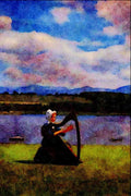 640041 Welsh Harpist, Menai Straits A4 Limited Edition Watercolour Print