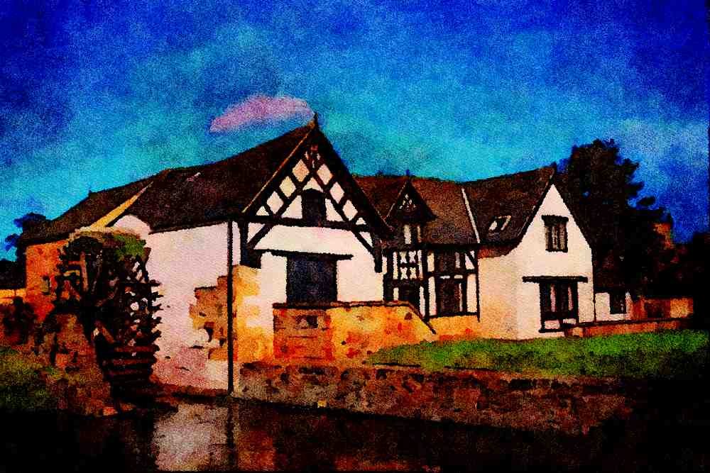 640061 Rossett Mill, Rossett, Near Wrexham A4 Limited Edition Watercolour Print