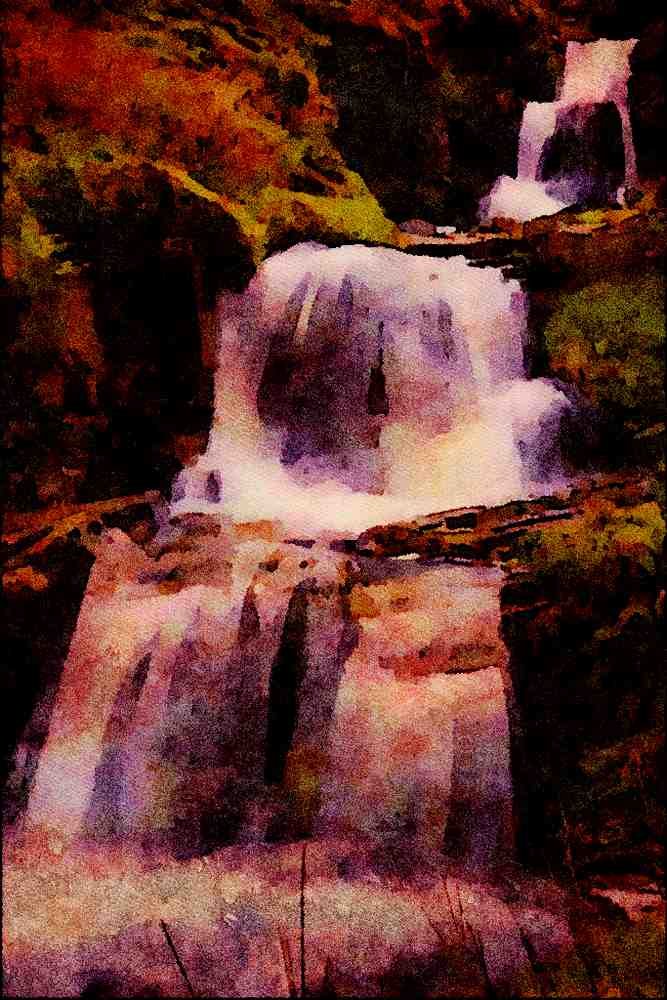 640075 Waterfall, Brecon, Beacons A4 Limited Edition Watercolour Print