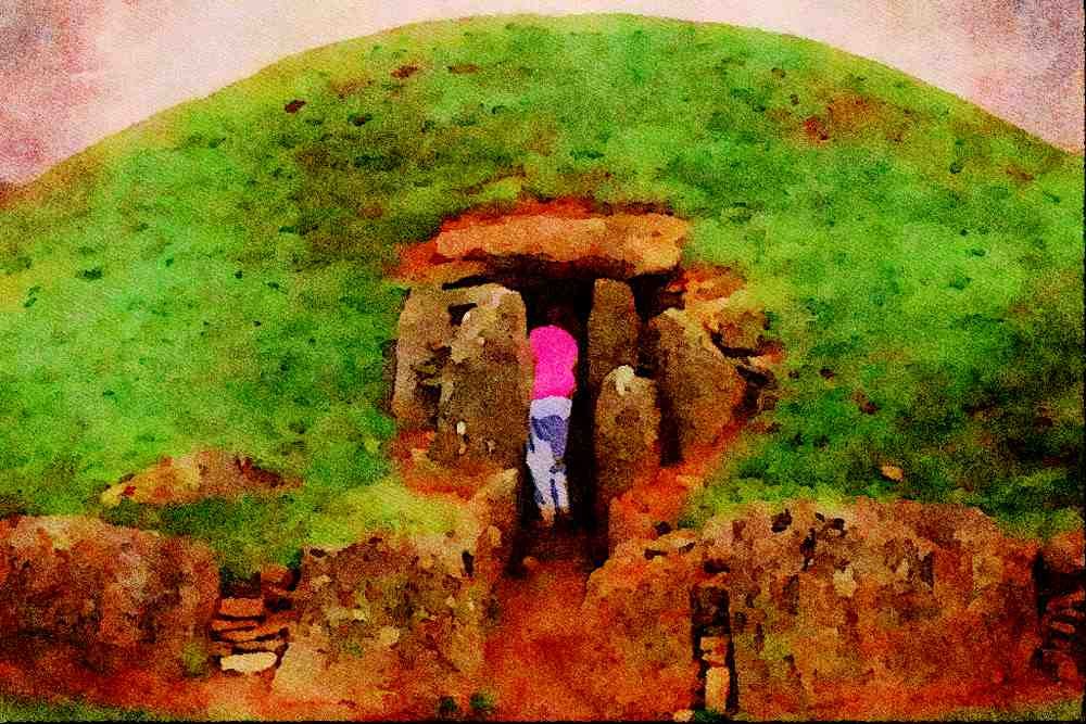 640077 Prehistoric Tomb At Bryn Celli DDU A4 Limited Edition Watercolour Print