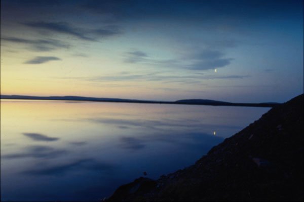 640088 Reflection Of The Moon And Sunrise A4 Photo Print
