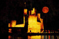 640093 Moonrise At Caernarfon Castle A4 Limited Edition Watercolour Print