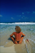 647011 Woman Sitting On Beach A4 Photo Print