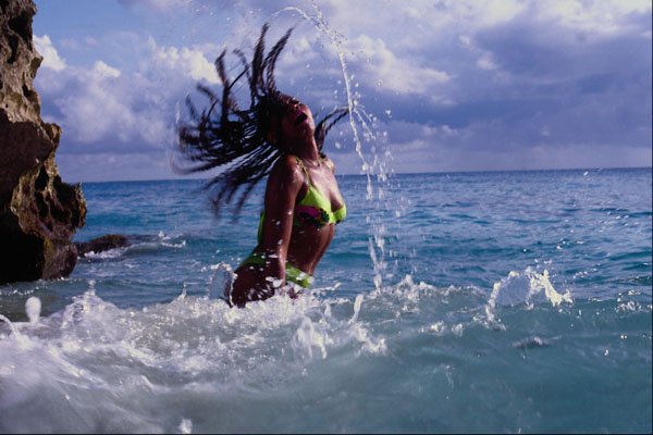 647056 Swimming, Cupecoy Beach, St. Maarten, Caribbean A4 Photo Print