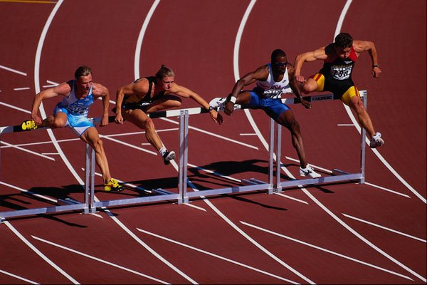 648049 110m Hurdle Preliminary Start A4 Photo Print