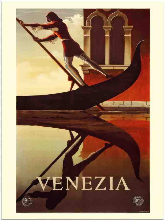 65 venezia venice italian travel poster 2 Vintage Advert A4 Photo Print