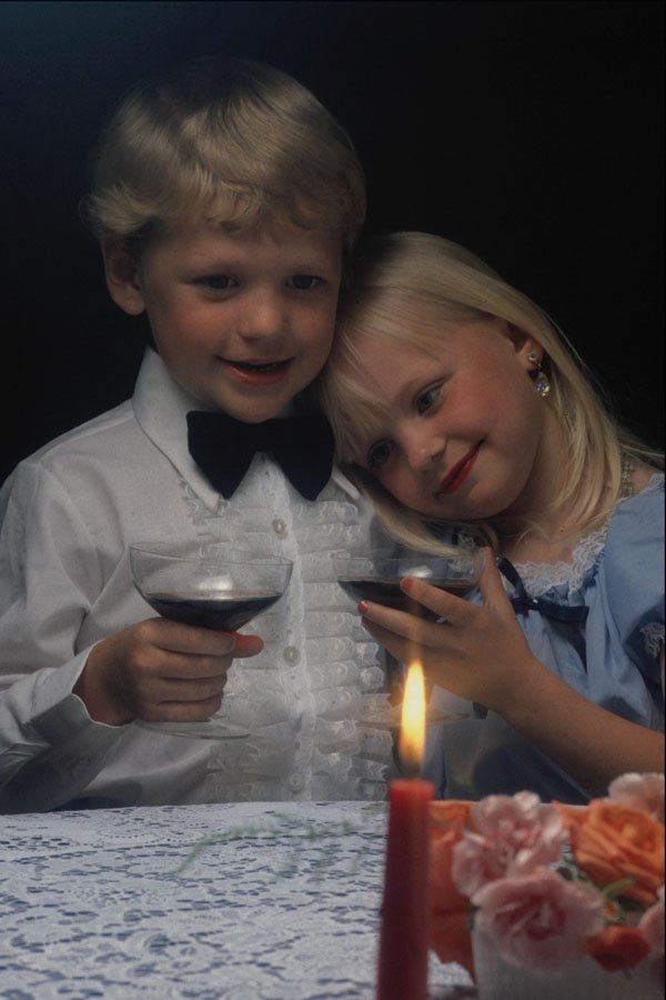 651028 Children Having A Drink At A Romantic Table A4 Photo Print