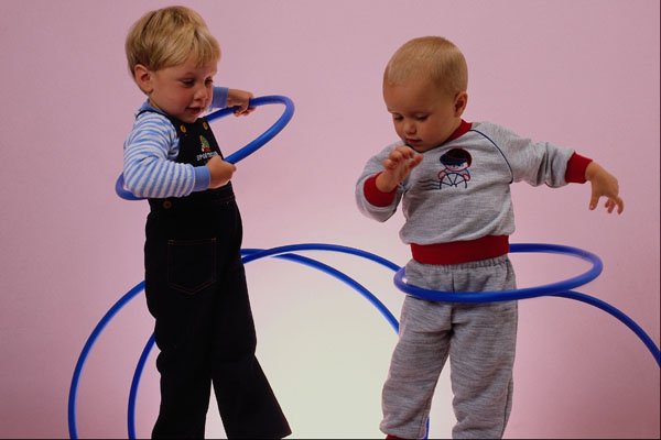 651036 Two Boys With Hula Hoops A4 Photo Print