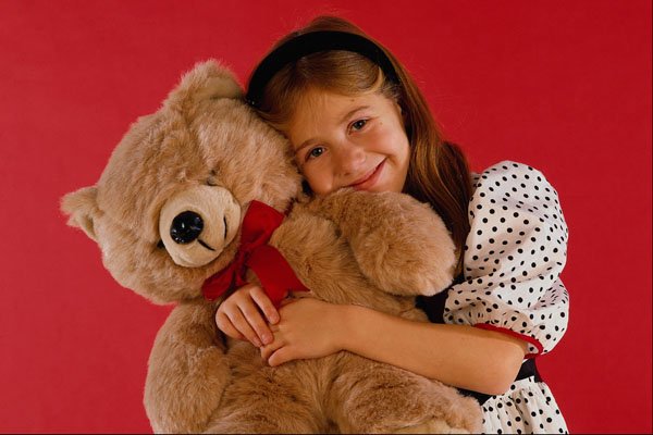 651060 Girl With Teddy Bear A4 Photo Print