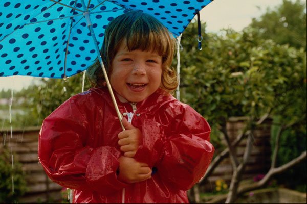 651063 Child With Brolly, Raining A4 Photo Print