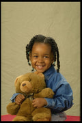 651078 African American Little Girl With Teddy Bear A4 Photo Print
