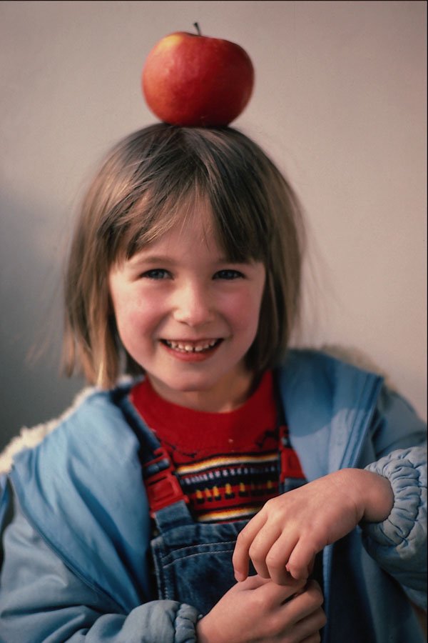 651090 Girl With Apple A4 Photo Print