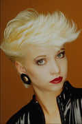 653057 Blonde In Black Vinyl A4 Photo Print