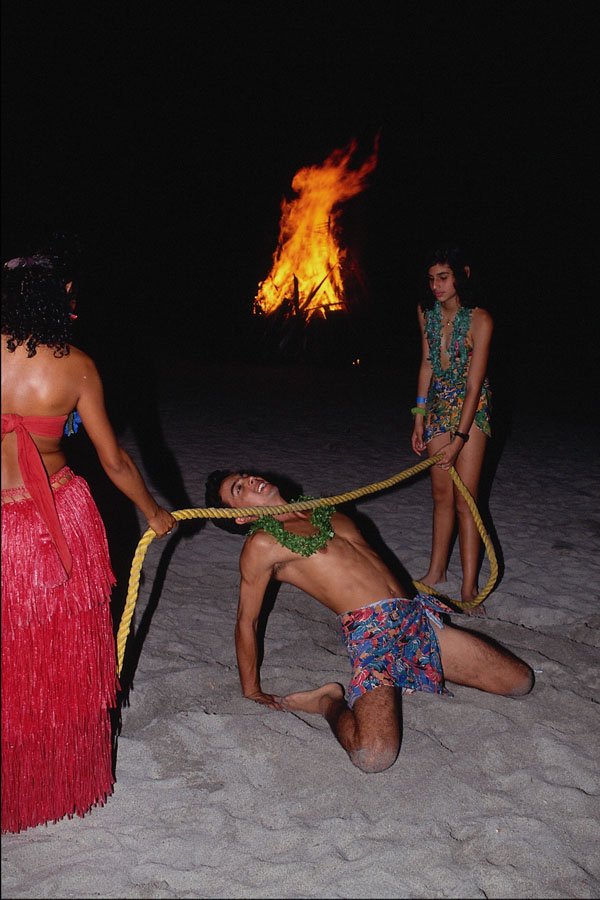 654002 Limbo Dancers On The Beach, Santa Marta, Colombia A4 Photo Print
