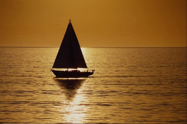 654045 Sailboat At Sunset, Sloop A4 Photo Print