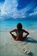 654074 Woman Sitting On Beach, Mexico A4 Photo Print