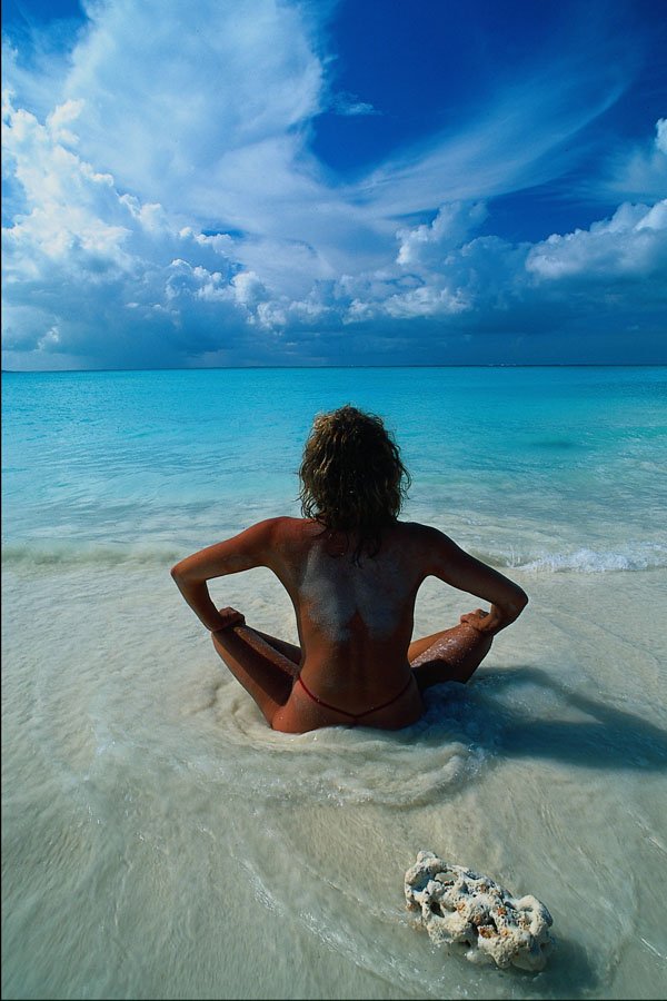 654074 Woman Sitting On Beach, Mexico A4 Photo Print