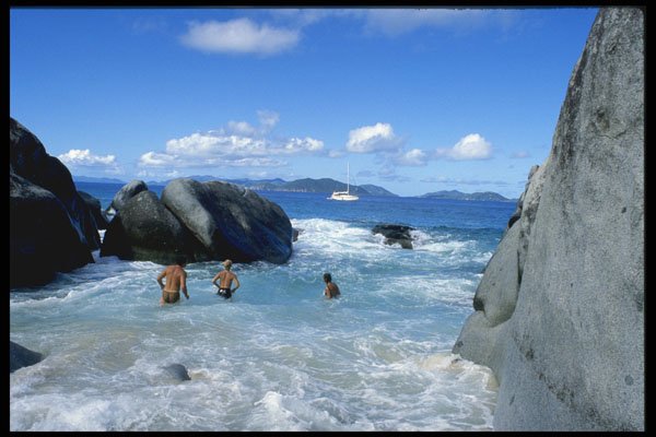 654080 The Baths Surf, Rocks And People Swimming A4 Photo Print