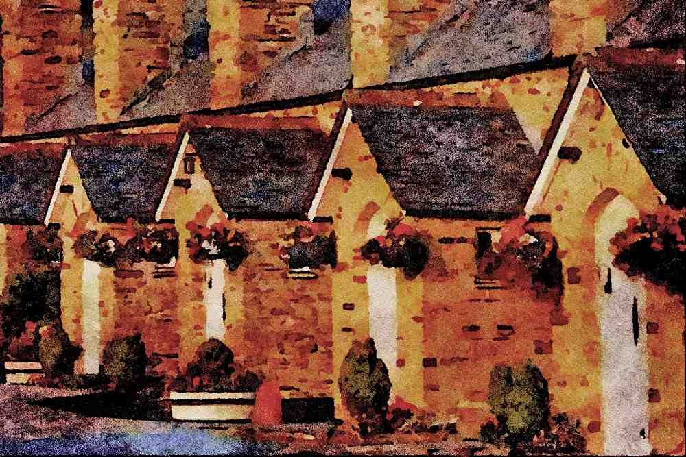 656003 Alms Houses At Par A4 Limited Edition Watercolour Print