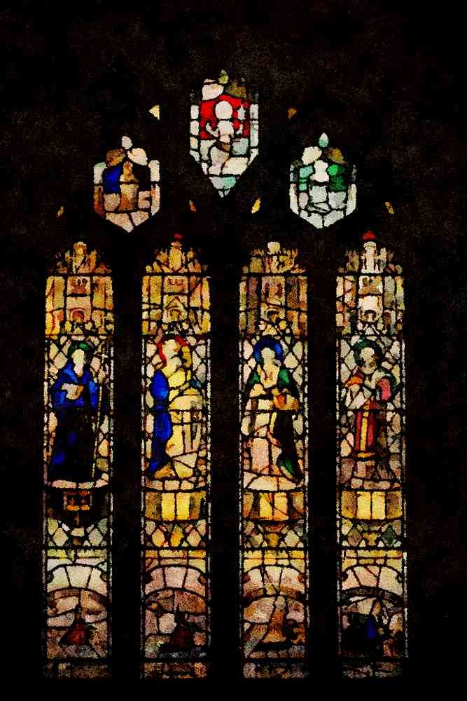 656010 Medieval Stained Glass Windows At St. Neot A4 Limited Edition Watercolour Print