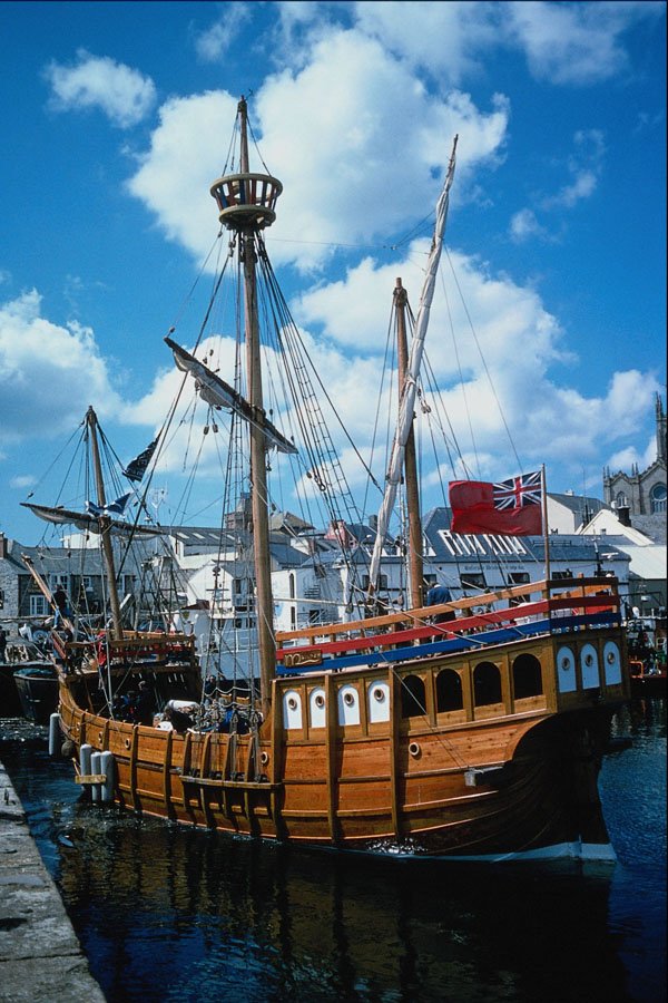 656012 Replica Of Cabot's 1497 Matthew At Penzance Harbor A4 Photo Print