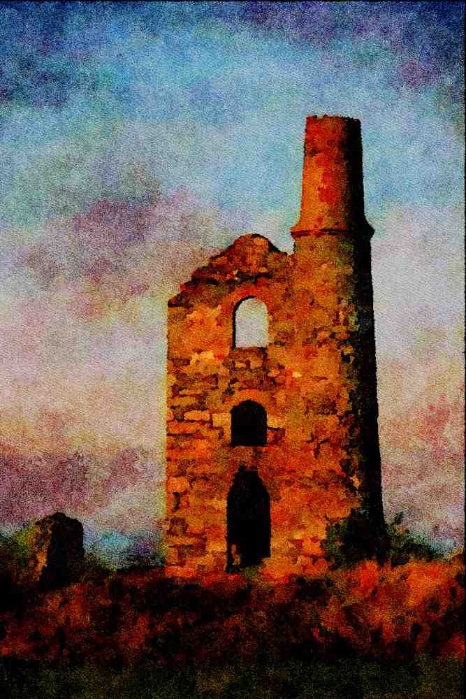 656026 Old Mine Engine House, Near Carnike A4 Limited Edition Watercolour Print
