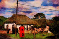 656033 Thatched Chapel At Roseworthy, Now A House A4 Limited Edition Watercolour Print