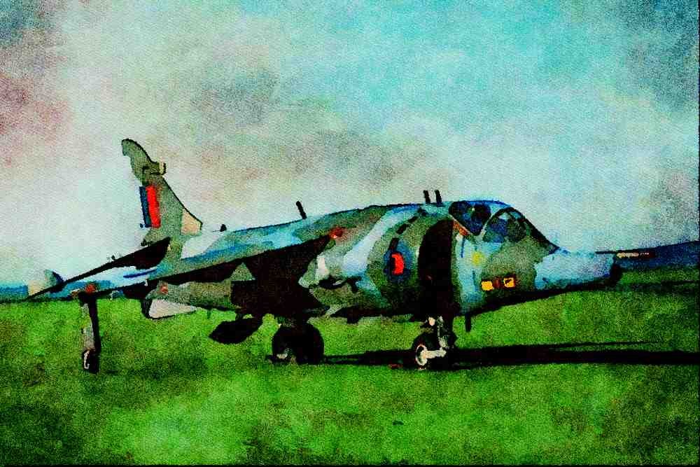 656068 _Harrier_ Jump Jet, R.N.A.S. Culdrose A4 Limited Edition Watercolour Print