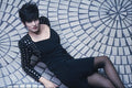 657050 Lady In Black On The Floor A4 Photo Print